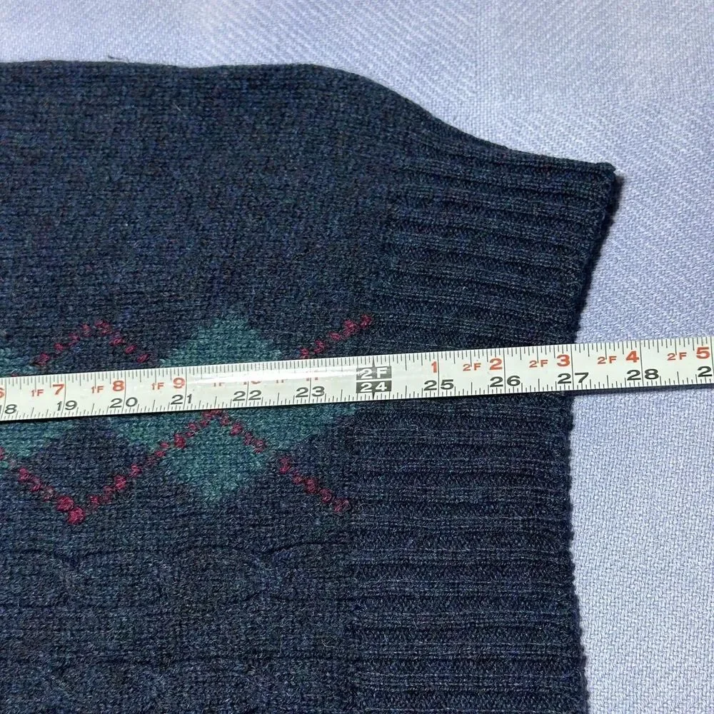Quill's Woollen Market Wool Ireland Hand‎ Crafted Argyle Marled Sweater Size XL